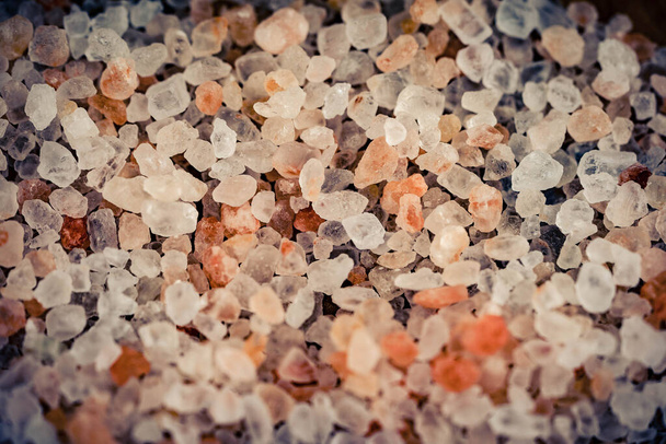 many salt crystals on olive wood - Foto, imagen