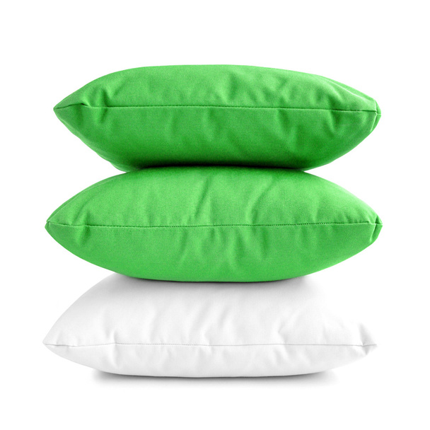 Poduszki - stos trzy poduszki na białym tle - Zdjęcie, obraz
