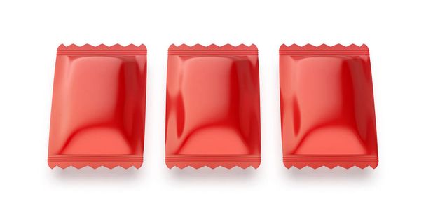 Three red sachets for hard candies, chocolates or other products - Fotó, kép
