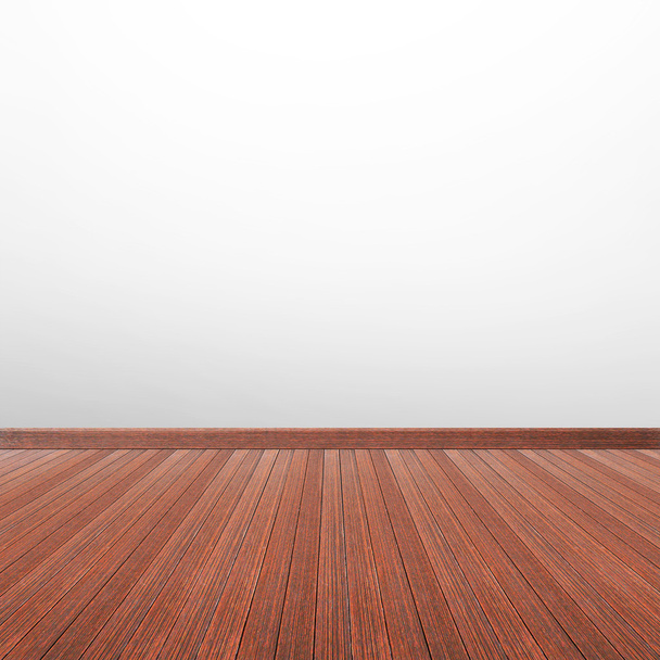 Wooden floor with white gray wall - Photo, Image