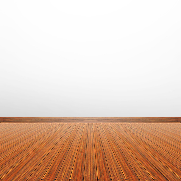 Ξύλινο πάτωμα με λευκό γκρι τοίχο - Φωτογραφία, εικόνα
