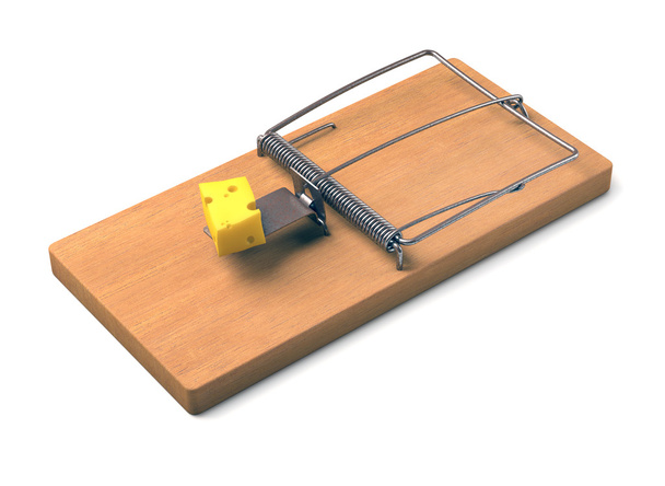 Mousetrap Over White - Photo, Image
