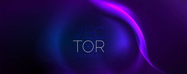 Neon glowing waves, magic energy space light concept, abstract background wallpaper design - ベクター画像