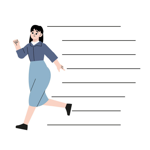 Business person, female of running pose. Flat drawn style vector design illustrations. - Vector, Image