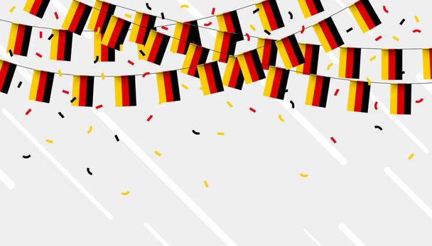ドイツは白い背景にコンフェッティとリボンで旗を祝う。ベクターイラスト. - ベクター画像