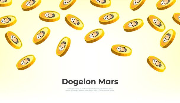 Dogelon Mars (ELON) coin falling from the sky. ELON cryptocurrency concept banner background. - Vector, imagen
