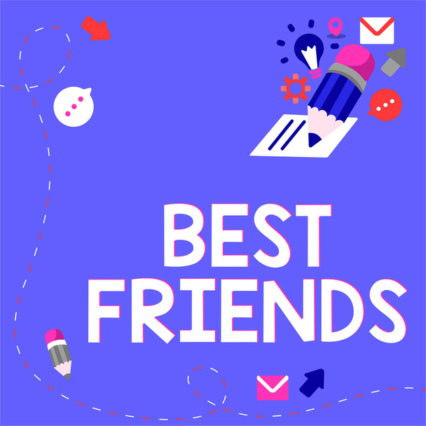 Text sign showing Best Friends, Business showcase A person you value above other persons Forever buddies - Fotó, kép