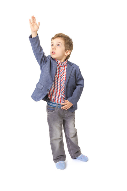 little boy with with his hand lifted up - Foto, Bild