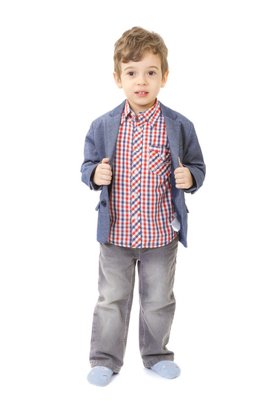 little boy with jacket and shirt - Фото, изображение