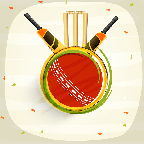 Bats with ball and wicket stumps for Cricket. - Vector, Image