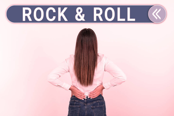 Текст почерку Rock Roll, концептуальний фото-музичний жанр популярної танцювальної музики звук важкого удару
 - Фото, зображення