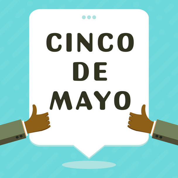 Cartel mostrando Cinco De Mayo, Concepto de Negocios Celebración Mexicano-Americana celebrada el 5 de Mayo - Foto, Imagen