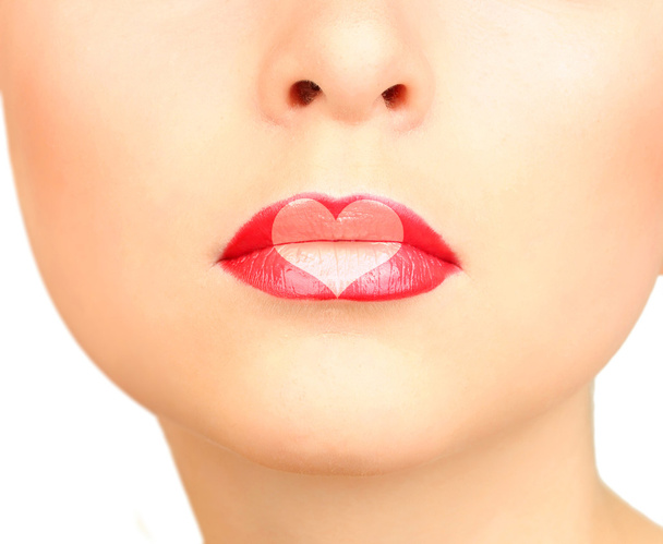 Sexy lips with heart shape - Photo, Image