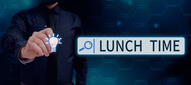 Sign displaying Lunch Time, Internet Concept Meal in the middle of the day after breakfast and before dinner - Zdjęcie, obraz