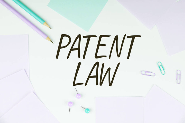 Handwriting text Patent Law, Internet Concept deals with an inventors exclusive right to use own invention - Photo, image