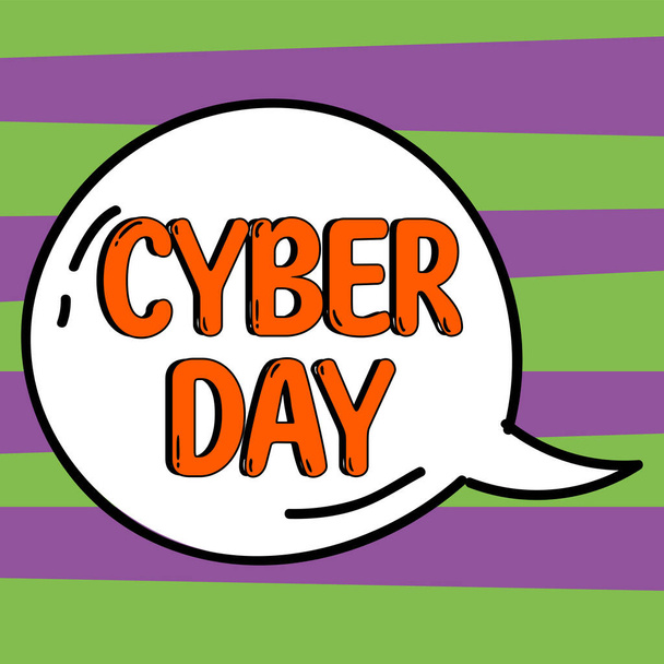 Konceptuální titulek Cyber Day, Konceptuální fotografie marketing termín pro pondělí po Díkůvzdání v USA - Fotografie, Obrázek