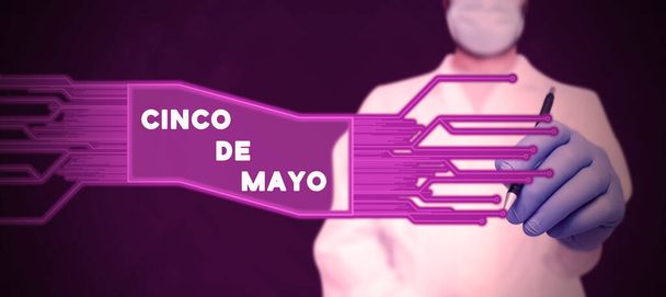 Вдохновение, показывающее знак Синко де Майо, Слово, написанное о мексиканско-американском праздновании, состоявшемся 5 мая - Фото, изображение