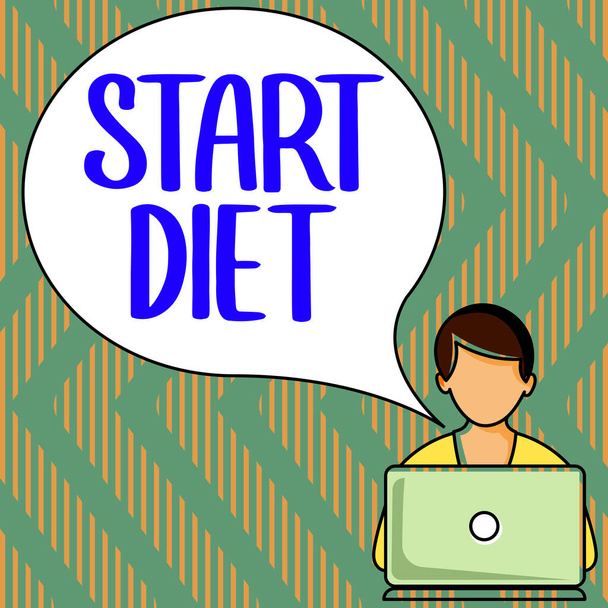 Bildunterschrift: Start Diet, Business-Ansatz Spezialgerichte, auf die man sich beschränkt - Foto, Bild
