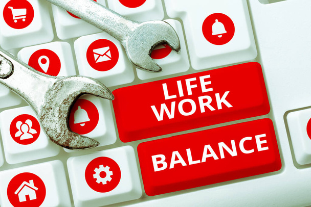 Text showing inspiration Life Work Balance, Internet Concept stability person needs between his job and personal time - Foto, Imagem