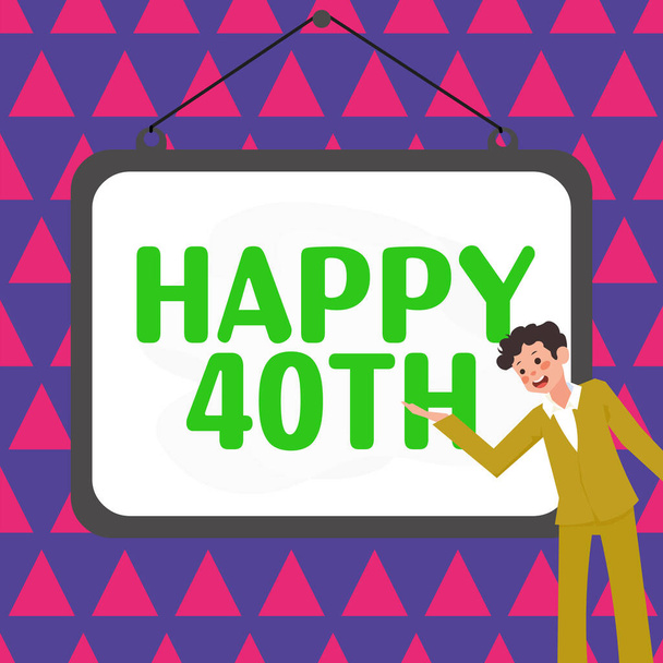 Conceptual display Happy 40Th, Internet Concept a joyful occasion for special event to mark the 40th year - Foto, Imagem