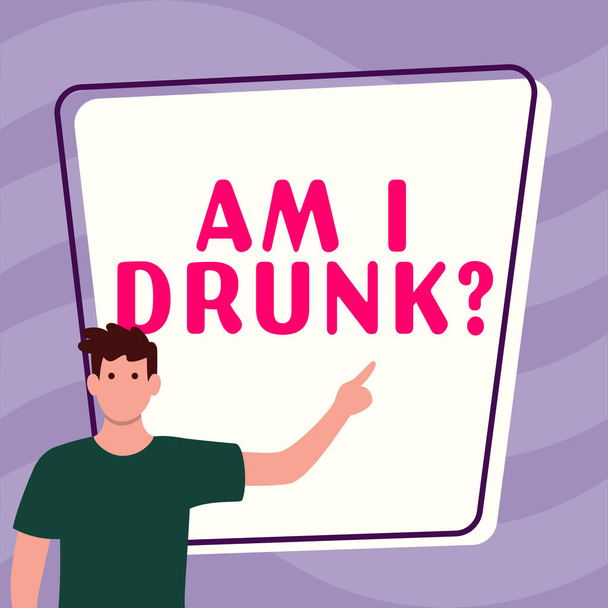 Expositor conceptual Am I Drunk, Concepto que significa dudoso si mis niveles de alcohol son altos alcoholismo adicción - Foto, imagen
