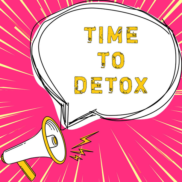 Tekenen weergeven van tijd tot Detox, Business idee Moment voor dieet Voeding gezondheid Verslaving behandeling reinigen - Foto, afbeelding