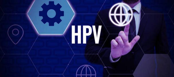 Tekst pokazujący inspirację Hpv, Business idea Grupa wirusów, które wpływają na skórę i wilgotne błony - Zdjęcie, obraz