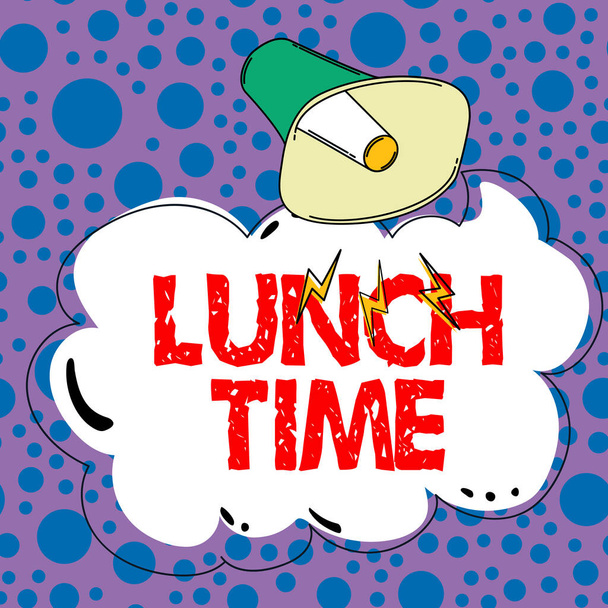 Ručně psané znamení Oběd Čas, Obchodní přístup Jídlo uprostřed dne po snídani a před večeří - Fotografie, Obrázek