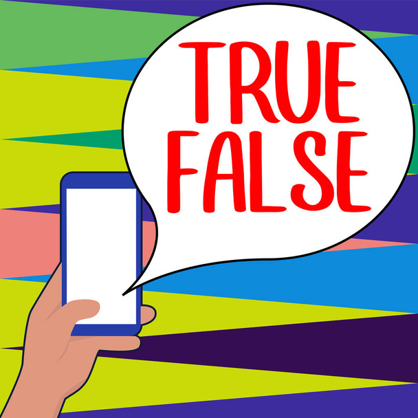 Натхнення, що показує знак True False, Концепція означає тест, що складається з серії тверджень, які слід позначити
 - Фото, зображення
