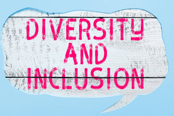 Exibição conceitual Diversidade e Inclusão, Palavra por gama diferença humana inclui raça etnia gênero - Foto, Imagem