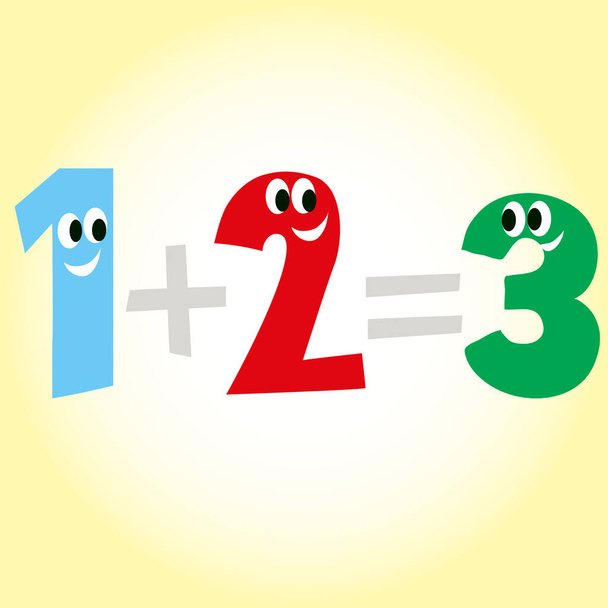 one half numbers one and two - Vector, Image