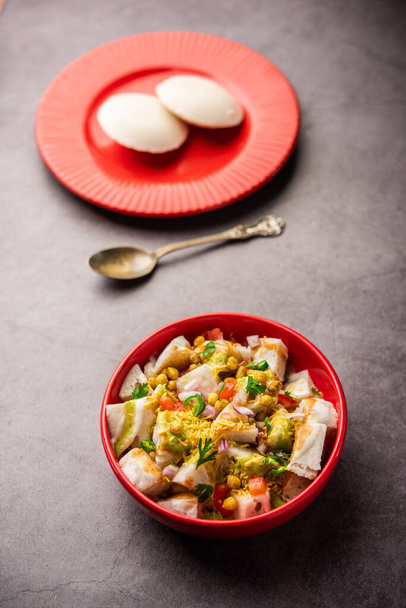 Idli Chaat is a tasty Indian recipe made using leftover idlis - Photo, Image