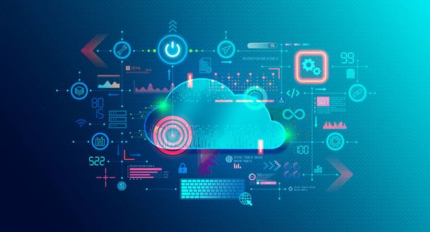 Cloud-native Apps and Cloud-native Technologies - Approach to Software Development in which Applications are Built and Run Natively in the Digital Cloud - Conceptual Illustration - Zdjęcie, obraz