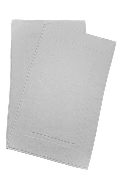 White bath foot towel 100% Cotton Terry Towels Isolated with White Background. Bath accessories. Top view. - Photo, image