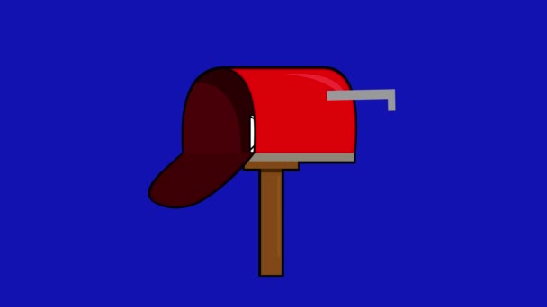 κλασική επιστολή animation γραμματοκιβώτιο, σε ένα μπλε χρώμιο κλειδί φόντο - Πλάνα, βίντεο