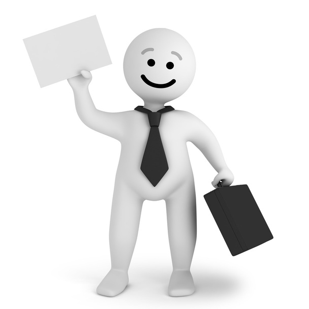 Funny smile character businessman with briefcase - Foto, Imagen