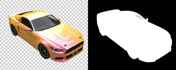 Muscle car isolated on background with mask. 3d rendering - illustration - Photo, image