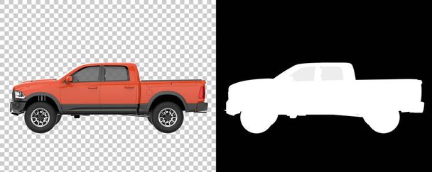 Pickup truck isolated on background with mask. 3d rendering - illustration - Photo, Image
