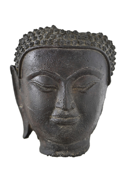 Máscara de bronce de Buda aislada sobre fondo blanco
 - Foto, Imagen