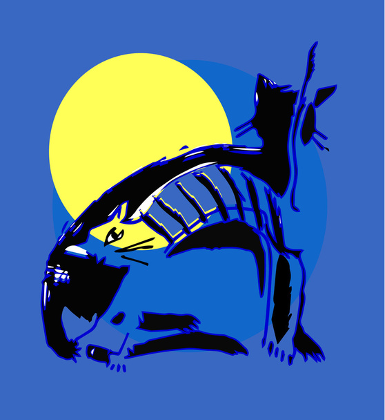 夜の猫 - ベクター画像