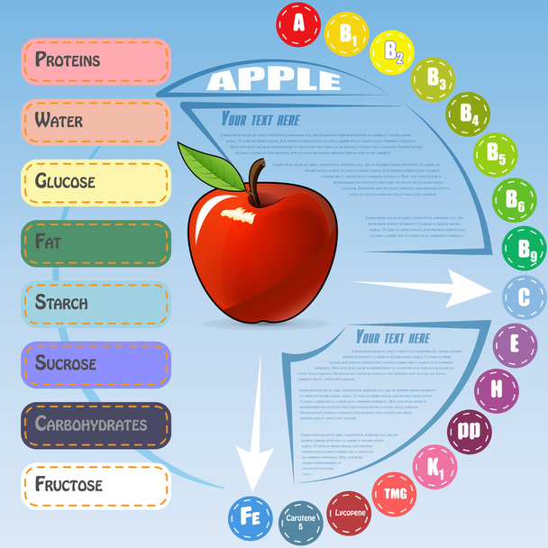 アップルと健康野菜のインフォ グラフィック - ベクター画像