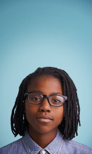 Little genius. Cropped portrait of a confident young boy wearing glasses - Photo, Image