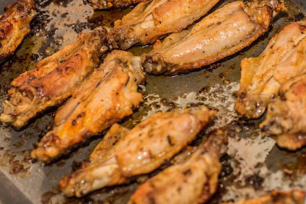 very crispy tasty fried turkey wings at christmas at a party - Foto, imagen