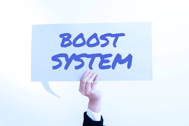 Podepsat zobrazení Boost System, Koncepce znamená omladit upgrade Posilovat být zdravější holistický přístup - Fotografie, Obrázek
