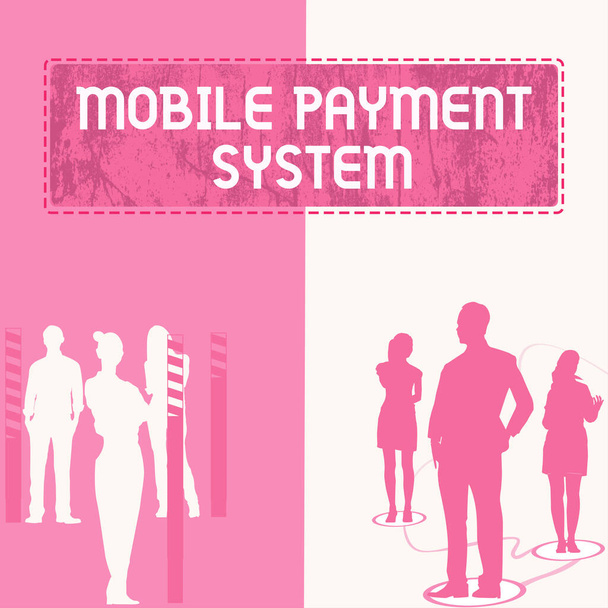 Концептуальный дисплей Мобильная платежная система, концептуальная фотоплатёжная услуга, осуществляемая через мобильные устройства - Фото, изображение