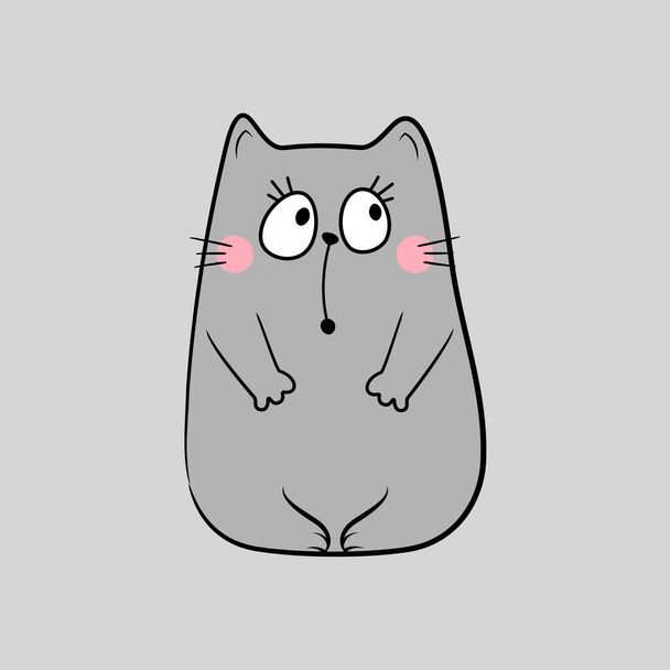 Cat dodle cute in line art style. Ручной рисунок Симпатичный персонаж мультфильма. - Вектор,изображение