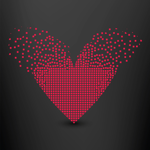Love heart built of  squares - Vector, Image