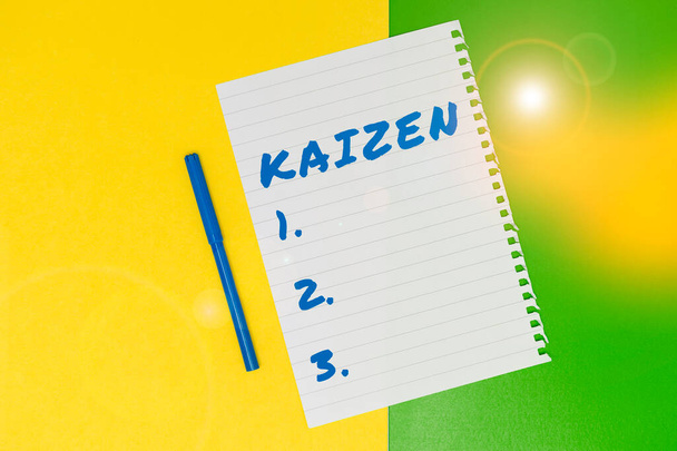 Концептуальний підпис Kaizen, Conceptual photo Японська бізнес-філософія поліпшення робочої практики - Фото, зображення