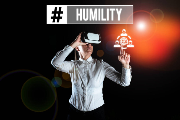 Texto de la escritura Humildad, Palabra para ser Humilde es una Virtud para No Sentirse Demasiado Superior - Foto, imagen
