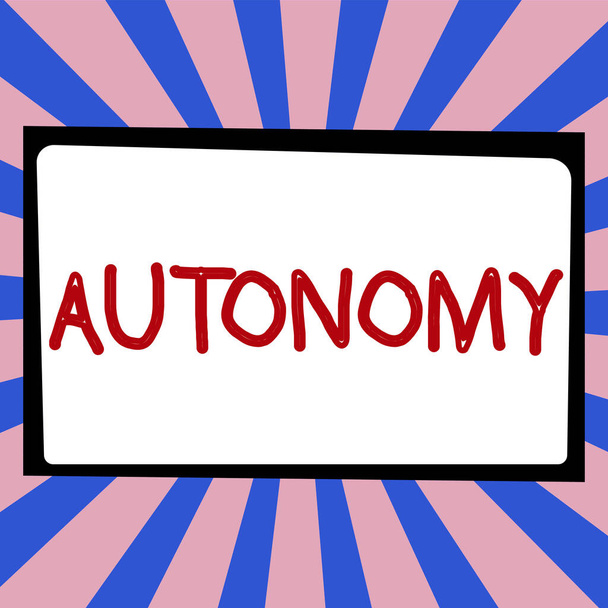 Sign displaying Autonomy, Business idea vehicle that can guide itself without human conduction - Zdjęcie, obraz